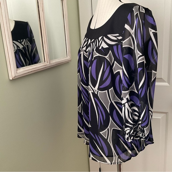 MOONLIGHT BAY, ABSTRACT MUIT-COLOUR BLOUSE, SIZE: L - Picture 2 of 11